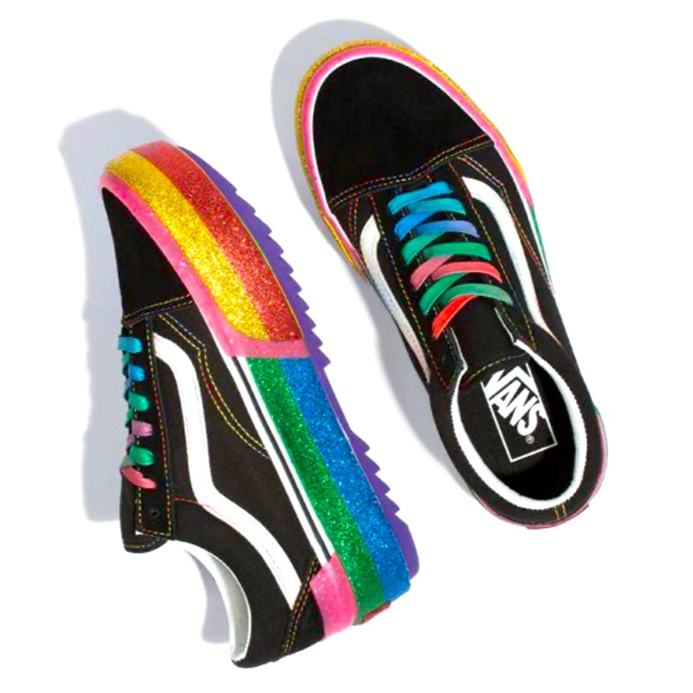 Vans Rainbow Glitter Old Skool Stacked Sneaker - Picture 8 of 15